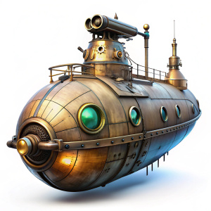 Nautilus** - The fictional submarine from Jules Verne's novel Twenty Thousand Leagues Under the Sea on white background