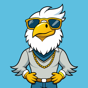 

A spirited eagle chick, exuding coolness with stylish glasses, trendy attire, and adorned wings featuring tattoos. The fusion of celestial purity and a rebellious vibe creates a distinctive and captivating image, embodying the strength and freedom of an eagle.