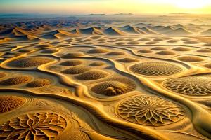 Imagine a journey across a shifting desert where the sands form intricate patterns and reveal cryptic messages when viewed from a certain angle