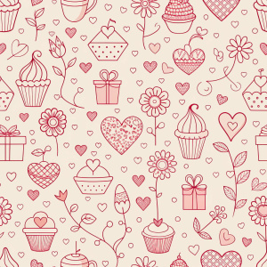 valentine day minimalist doodles for seamless pattern tile, light background