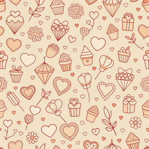 valentine day minimalist doodles for seamless pattern tile, light background