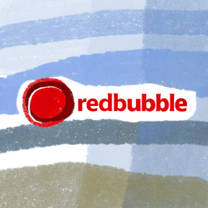 Redbubble's logo redesign. Modern take on the original, featuring a minimalist red circle icon on the left with bold, sleek 'Redbubble' text on the right.