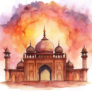 Rumi Darwaza elegant silhouette on white background