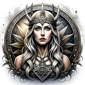 Nordic Godness Hel - perfect realistic art, high-definition grey and black, white background tattoo design
