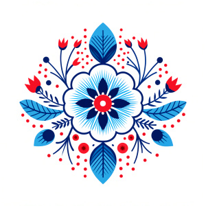 A single floral ornament, each element away from the other, very light minimalist composition, highly detailed hand drawn illustration, each element with a clean and thin outlining, vector art, sticker style, 2d cute, vintage, retro, 2d flat, scandinavian style