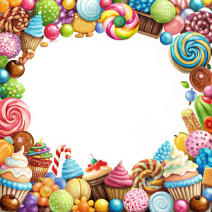  isolated sugarrush  candyland border, with white background, picture is in the middle no around border
