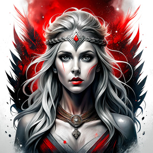 Saga, The Seer - Nordic Goddess of Sagas & Myths perfect realistic art, high-definition grey and black, white background tattoo design