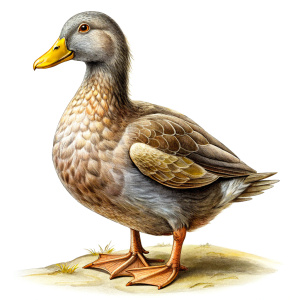 Dibujo a lapiz un pato en escala de grises
