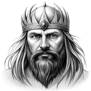 Nordic Surt - Ruler of Muspellsheim - perfect realistic art, high-definition grey and black, white background tattoo design