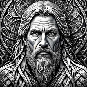 Celtic Paganism and Druidry symbols tattoo design - perfect realistic art - high-definition - grey and black - white background 