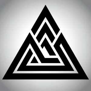 Valknut geometric tattoo design - perfect  high-definition grey and black, white background 