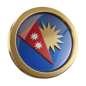 gold coin with nepal flag 