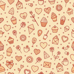 valentine day minimalist doodles for seamless pattern tile, light background