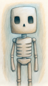 Drawing scheme of a minecraft skeleton 