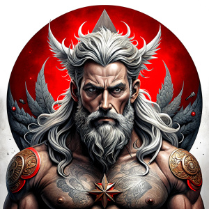 Nordic God Njörd, The Norse Sea God - perfect realistic art, high-definition grey and black, white background tattoo design