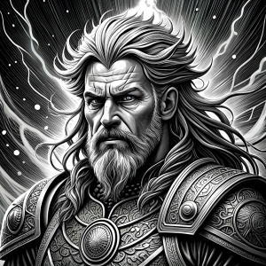 god thor perfect realistic art, high-definition, high-definition grey and black, white background 
