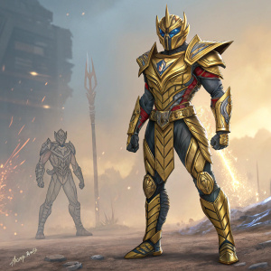 Concept art redesign for Goldar, a Power Ranger. Detailed sketches and final illustration showcasing new look.