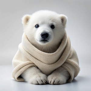 cute polar bear wrapped in blanket