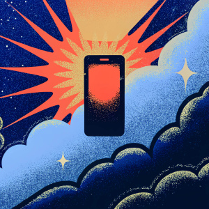 Archangel mobile app showcase. Vibrant, digital art style background with the app icon highlighted.