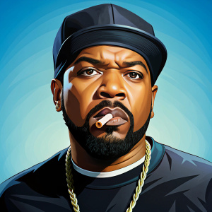 Ice Cube, American rapper smoking a cigar, real design, high quality image, illustration