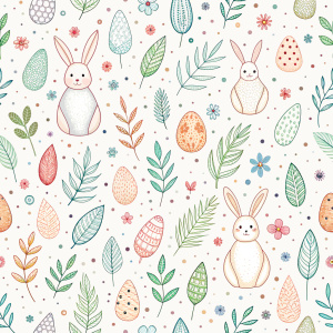 easter minimalist doodles seamless pattern tile, white ground