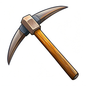 A pickaxe from mining. Cartoon-style. White background.