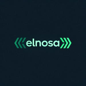 Elnosa's sleek new logo. Green text on dark background, minimalist design.
