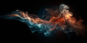 smoke in middle on black background in minimal style, 4K, HD