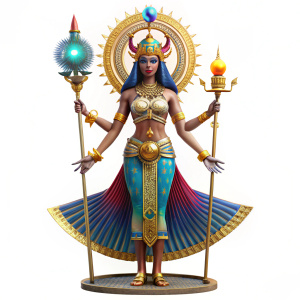 Hathor (Goddess of Love),full body,  on whitebackground