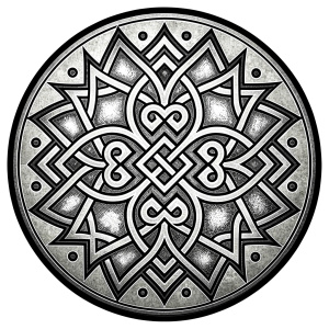 Nordic runics high-definition design grey and black, realistic tattoo design, white background