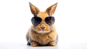 Cool bunny with sunglasses on isolated on white background