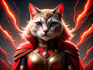 Ragdoll cat as a Scarlet witch from marvel