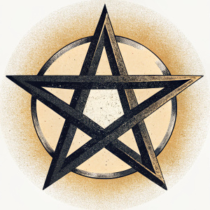 black pentagram mark, simple, white background
