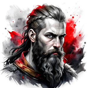 viking ragnar perfect realistic art, high-definition, high-definition grey and black, white background 