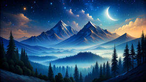 Night Mountain view, peaceful