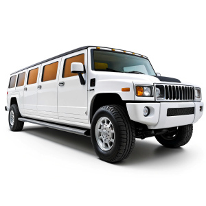 Hummer white limousine on a white background