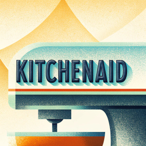 Modern logo design for KitchenAid. Bold, sans-serif font with minimalist color scheme, featuring dark text on white background.