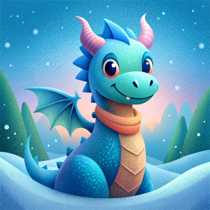 cute dragon simple shapes in winter