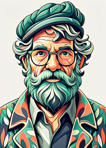  cartoon old man  ultra detailed   , style pop art, , style watecolor, black background,r eady for print t-shirt, style art fabric, 
