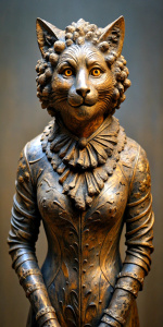 Bronze statue of Grizabella from the musical Cats.