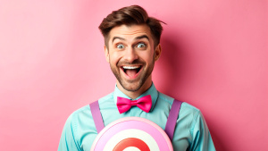 Cute, smiling guy, Tender,  with Bullseye