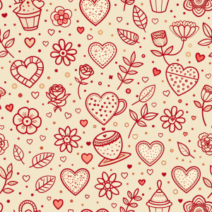 valentine day minimalist doodles for seamless pattern tile, light background