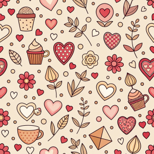 valentine day minimalist doodles for seamless pattern tile, light background