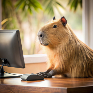 capybara plays dota 2 in computer