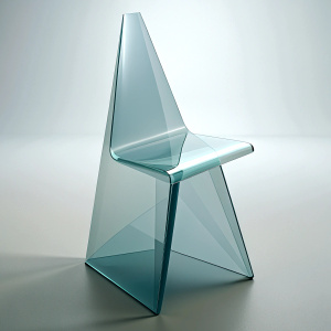 transparent matte rubber chair inspired by geometry  in mix of minimalistic and bauhaus style 