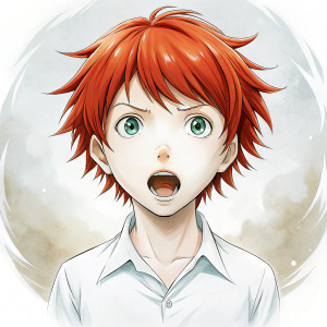 anime redhead young  pretty guy angry screaming