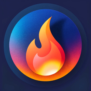 icon app flutter fire minimalist background transparent