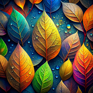 wetty colorful leaves background