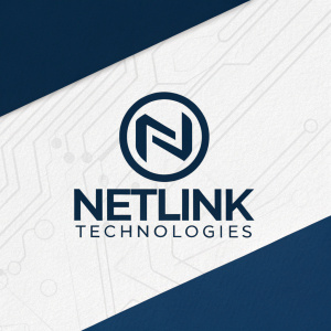 Modern logo for NetLink Technologies. Features stylized 'N' symbolizing company name. Minimalist design with simple, distinctive symbol. Presented on a contrasting background of dark blue and white. Company name displayed beneath 'N'. Clean, sleek appearance with focus on contrasting colors.