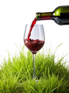 вино льется из бутылки на траву прозрачный фон